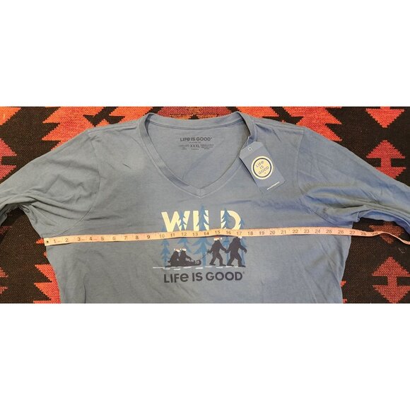 Life Is Good Women's Crusher Tee Wild Print Long Sleeve XXL Blue Cotton - Picture 5 of 12